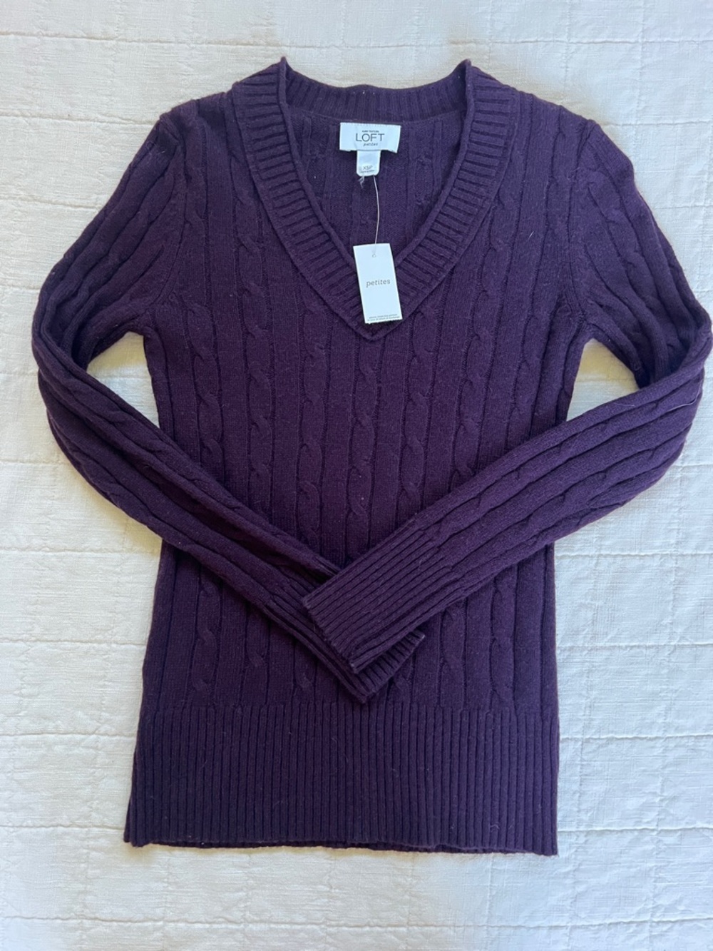 Ann Taylor loft petite wool blend cableknit sweater
